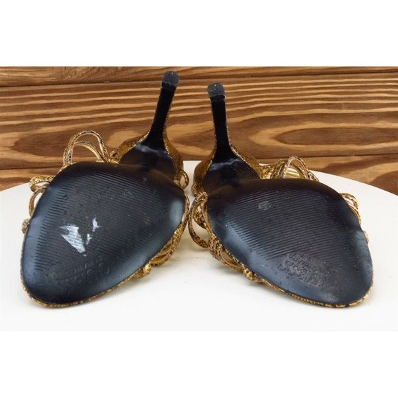 GUESS Women Sz 9 M Gold Strappy Synthetic‎ Shoes - Picture 6 of 7